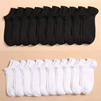 10 Pairs Unisex Solid Color Boat Socks Leisure Invisible Business Breathable Odorproof High-quality Men's Women's Ankle Socks