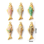 1pc Stainless Steel Connectors Ocean Fish Animal Pearlized Multicolor Enamel Pendant For Women DIY Necklace Jewelry Findings
