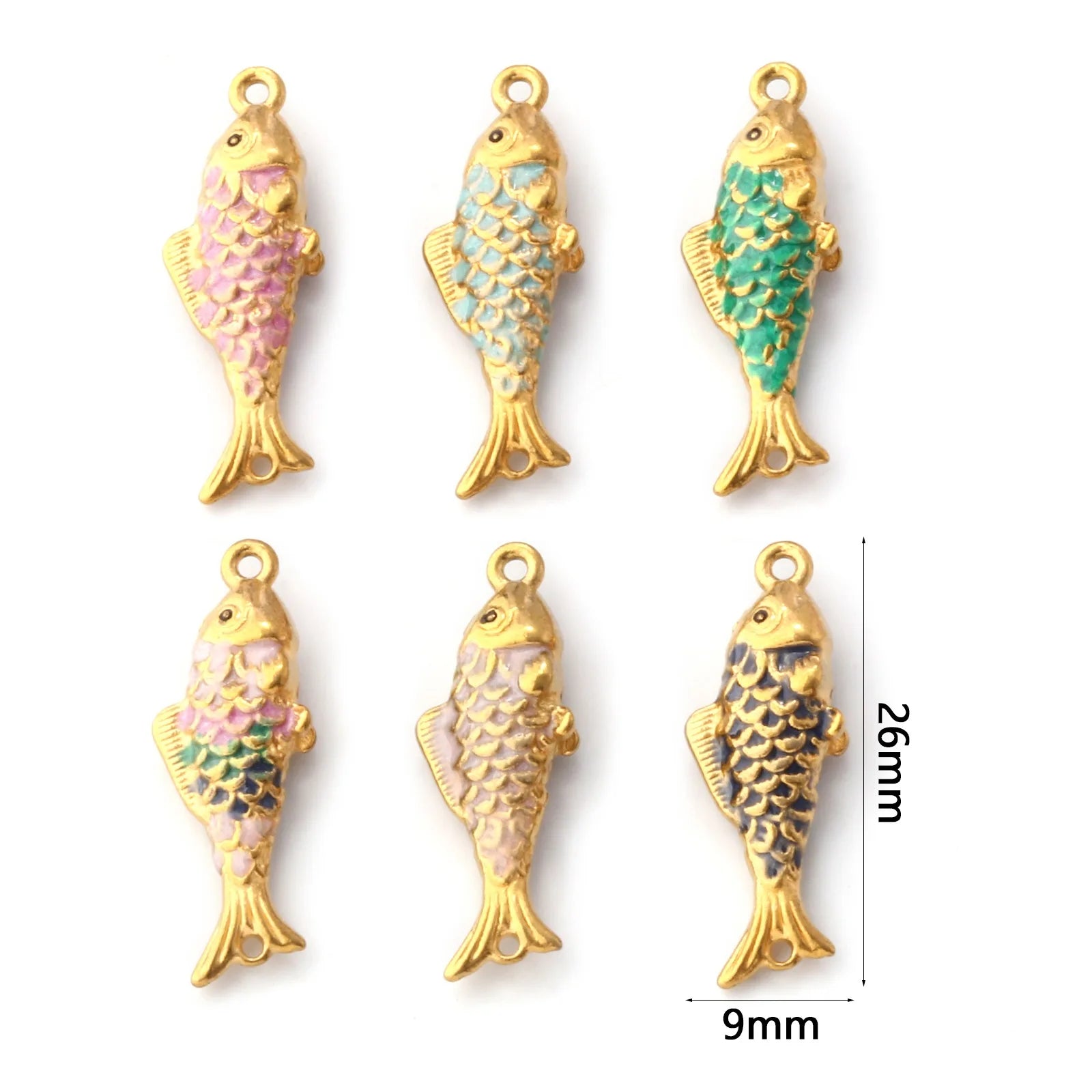 1pc Stainless Steel Connectors Ocean Fish Animal Pearlized Multicolor Enamel Pendant For Women DIY Necklace Jewelry Findings