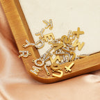 5pcs Stainless Steel Gold Rhinestone Letters Charms DIY Women Girl Alphabet Necklace Pendants Jewelry Bracelet Earrings Making
