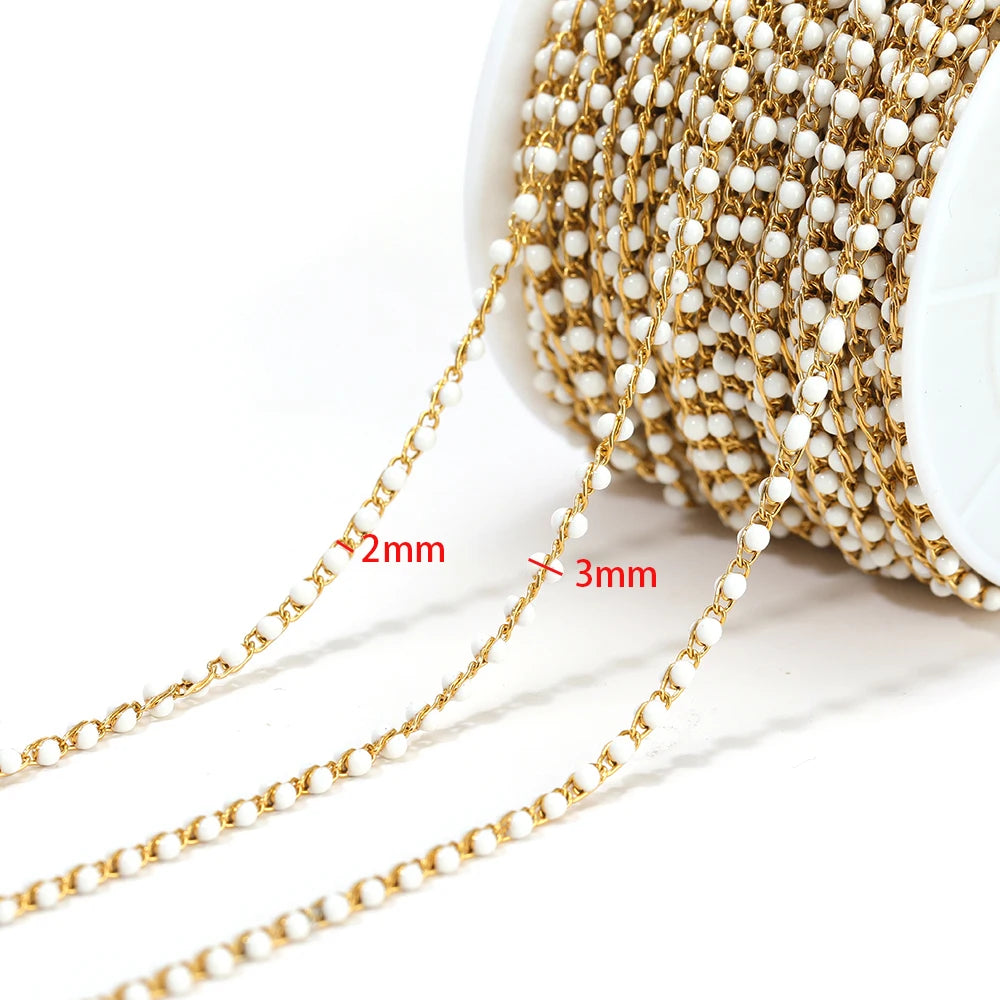 1 Meter Stainless Steel Enamel Twisted Beads Chains for DIY Delicate Jewelry Supplies Women Necklace Earrings Material Wholesale
