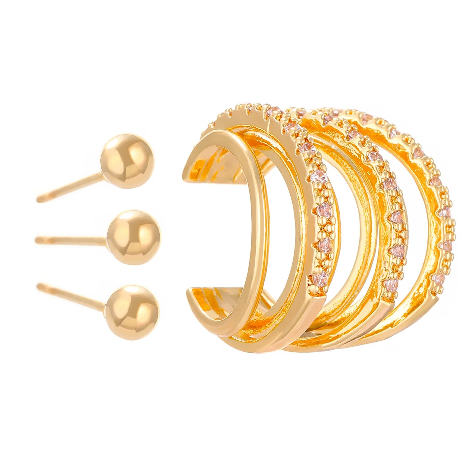 Korean Fashion Zircon Ear Clip Earrings For Women Jewelry Ear Cuffs Without Hole Vintage Fake Piercing Luxury Crystal Earrings