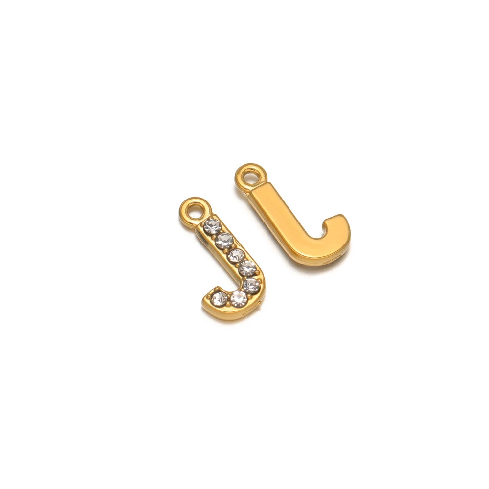 5pcs Stainless Steel Gold Rhinestone Letters Charms DIY Women Girl Alphabet Necklace Pendants Jewelry Bracelet Earrings Making