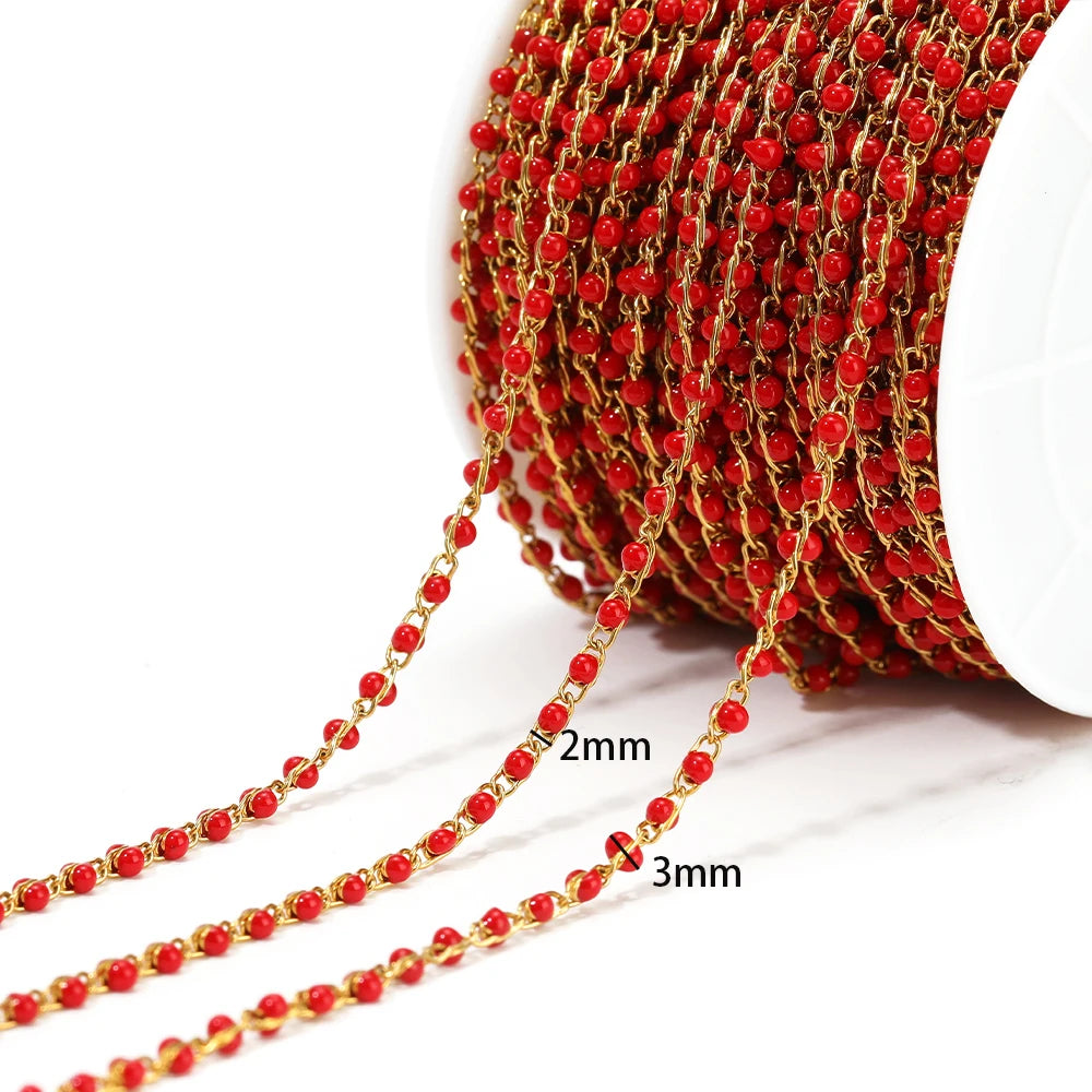 1 Meter Stainless Steel Enamel Twisted Beads Chains for DIY Delicate Jewelry Supplies Women Necklace Earrings Material Wholesale