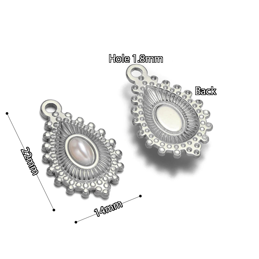 5pcs Stainless Steel Imitation Pearl Lock Heart Sun Necklace Charms Earring DIY Women Bracelet Jewelry Making Supplies Wholesale