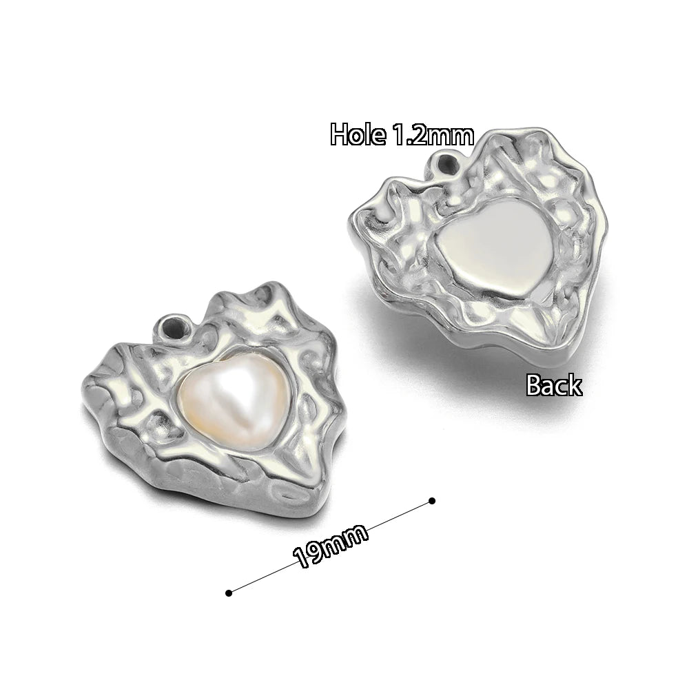 5pcs Stainless Steel Imitation Pearl Lock Heart Sun Necklace Charms Earring DIY Women Bracelet Jewelry Making Supplies Wholesale