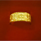 High Quality Korean Version Simple Pure Plated Real 18k Yellow Gold 999 24k Frosted Car Flower Art Ring for Men and Women Never