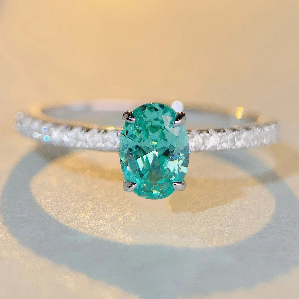 ABLES CHIC Emerald High Carbon  Luxury Wedding Ring Solid 925 Silver Green Gemstone Cocktail Rings CZ Jewelry R0003