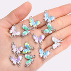 10Pcs Crystal Glass Butterfly Connectors Pendant For Women Bracelet Necklace Making DIY Luxury Jewelry Accessories Charms Materi