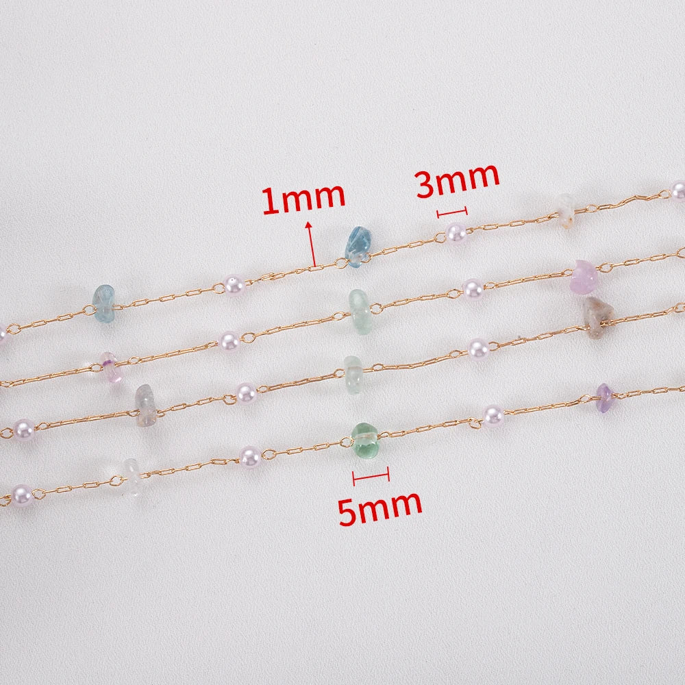 0.5/1meter Crystal Gravel Synthetic Pearl Chain  Stainless Steel Chain for jewelry Making DIY Women Fashion Necklace Bracelets