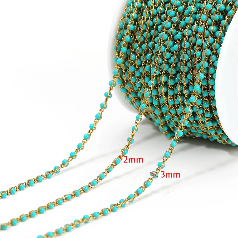 1 Meter Stainless Steel Enamel Twisted Beads Chains for DIY Delicate Jewelry Supplies Women Necklace Earrings Material Wholesale