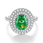 ABLES CHIC Emerald High Carbon  Luxury Wedding Ring Solid 925 Silver Green Gemstone Cocktail Rings CZ Jewelry R0003