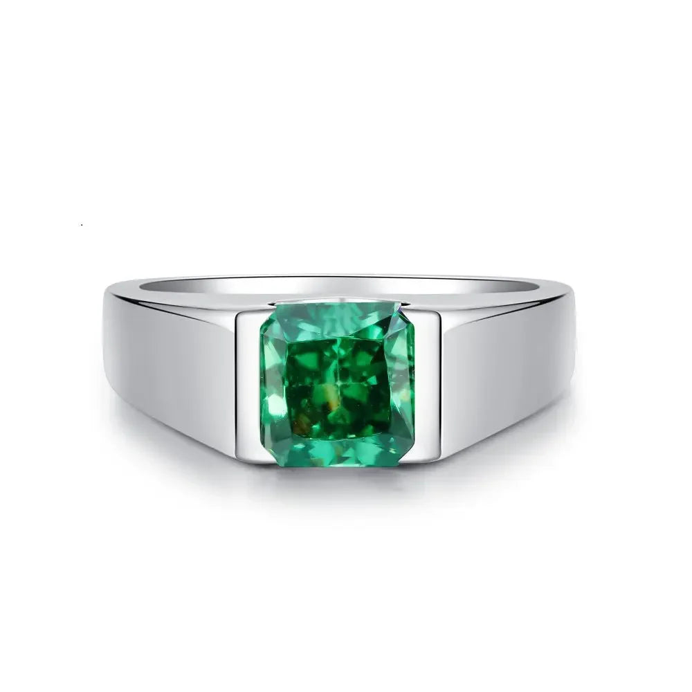 ABLES CHIC Emerald High Carbon  Luxury Wedding Ring Solid 925 Silver Green Gemstone Cocktail Rings CZ Jewelry R0003