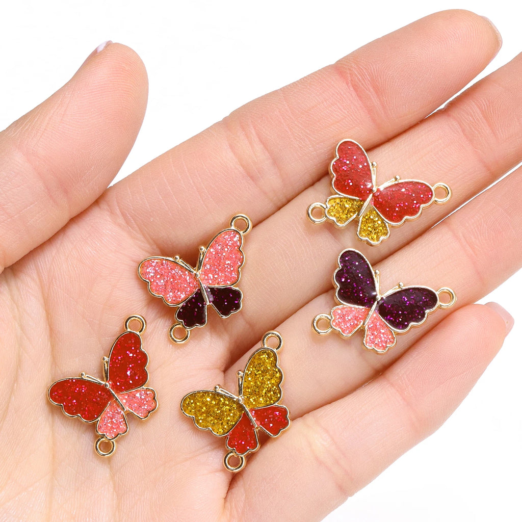 10Pcs Crystal Glass Butterfly Connectors Pendant For Women Bracelet Necklace Making DIY Luxury Jewelry Accessories Charms Materi