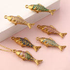 1pc Stainless Steel Connectors Ocean Fish Animal Pearlized Multicolor Enamel Pendant For Women DIY Necklace Jewelry Findings