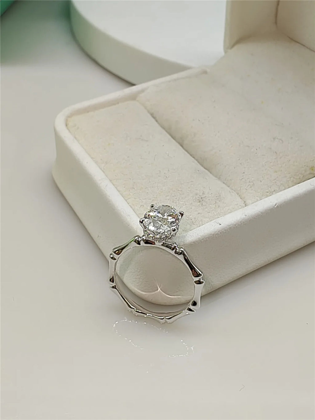 10K Solid Gold Lab-grown diamond ring IGI Oval 1.5CT Bamboo Ring Fine Jewelry Wedding ring 18K gold custom engagement ring PT950