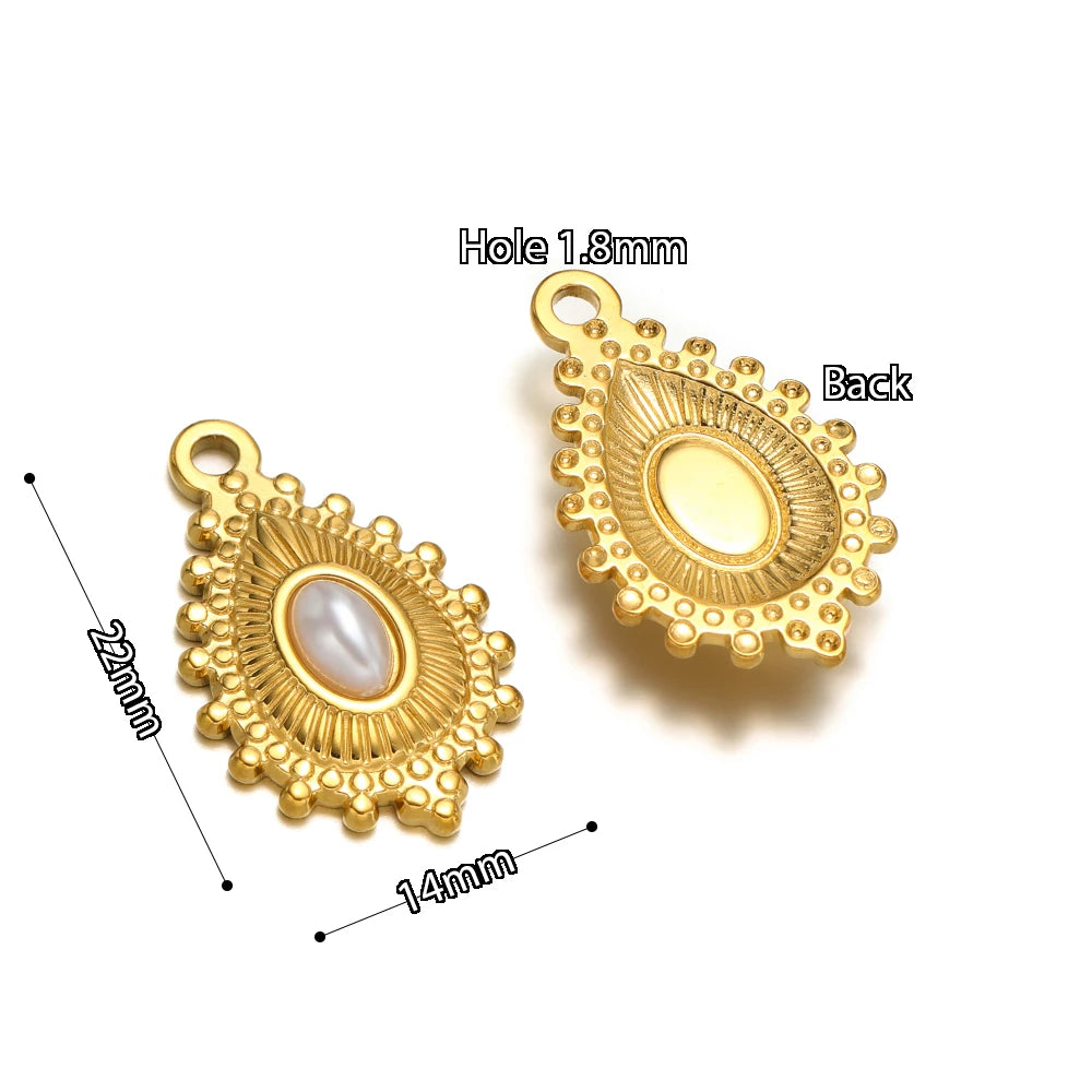 5pcs Stainless Steel Imitation Pearl Lock Heart Sun Necklace Charms Earring DIY Women Bracelet Jewelry Making Supplies Wholesale