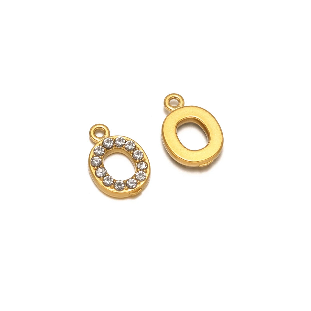 5pcs Stainless Steel Gold Rhinestone Letters Charms DIY Women Girl Alphabet Necklace Pendants Jewelry Bracelet Earrings Making