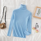 2025 Women Turtleneck Sweater Knitted Soft Pullovers Cashmere Jumpers Basic Solid Soft Sweaters Women Autumn Winter Casual Top