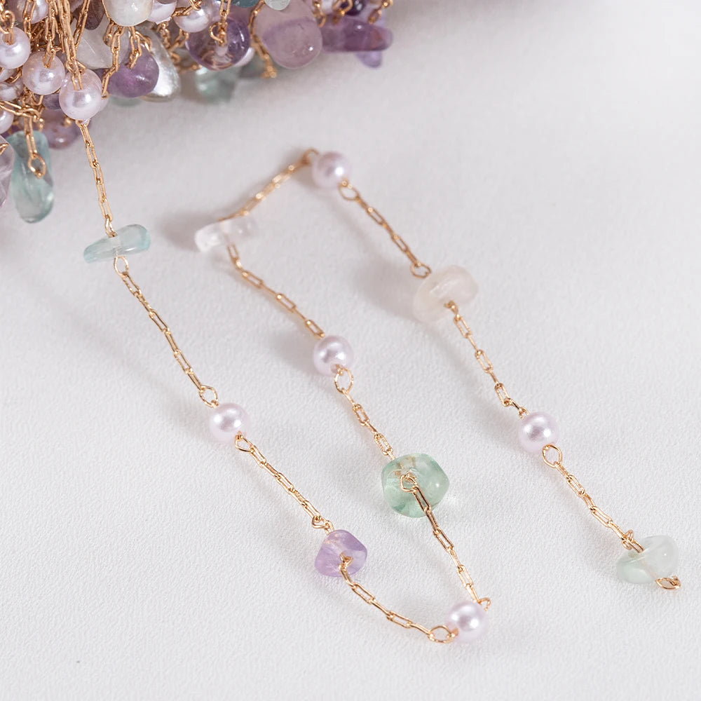 0.5/1meter Crystal Gravel Synthetic Pearl Chain  Stainless Steel Chain for jewelry Making DIY Women Fashion Necklace Bracelets