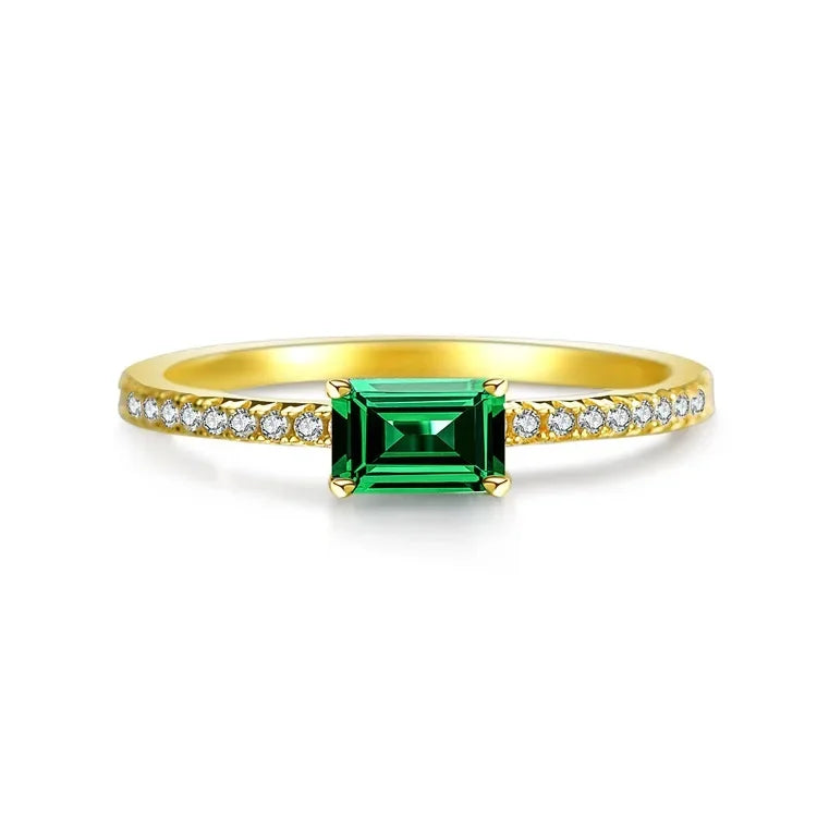 ABLES CHIC Emerald High Carbon  Luxury Wedding Ring Solid 925 Silver Green Gemstone Cocktail Rings CZ Jewelry R0003