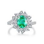 ABLES CHIC Emerald High Carbon  Luxury Wedding Ring Solid 925 Silver Green Gemstone Cocktail Rings CZ Jewelry R0003
