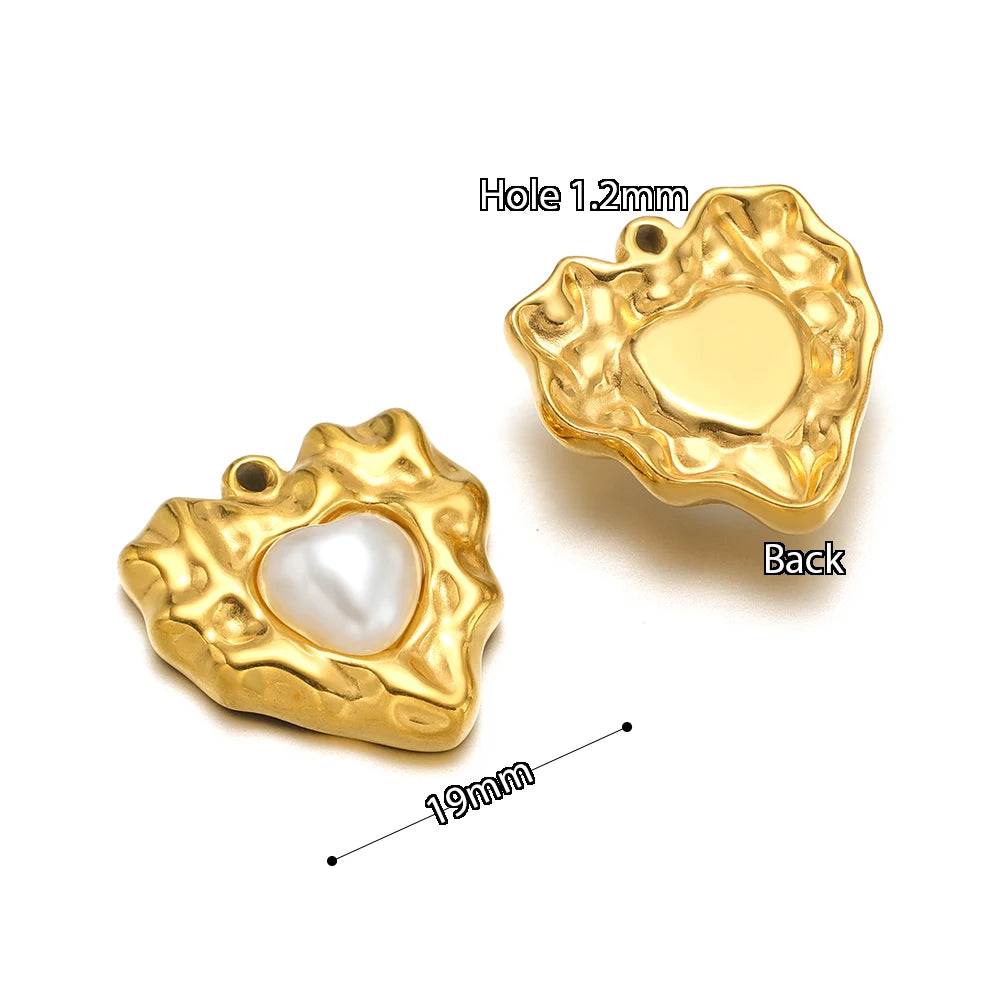 5pcs Stainless Steel Imitation Pearl Lock Heart Sun Necklace Charms Earring DIY Women Bracelet Jewelry Making Supplies Wholesale