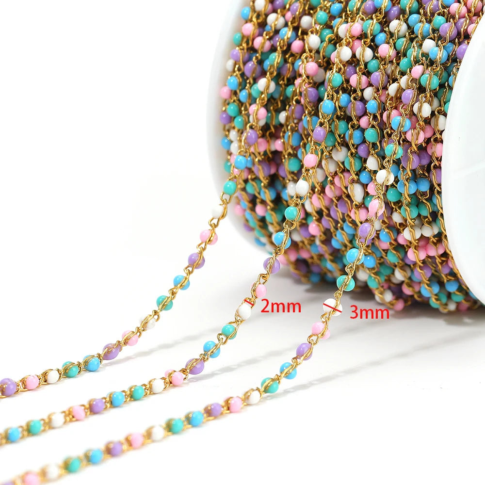 1 Meter Stainless Steel Enamel Twisted Beads Chains for DIY Delicate Jewelry Supplies Women Necklace Earrings Material Wholesale