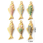 1pc Stainless Steel Connectors Ocean Fish Animal Pearlized Multicolor Enamel Pendant For Women DIY Necklace Jewelry Findings