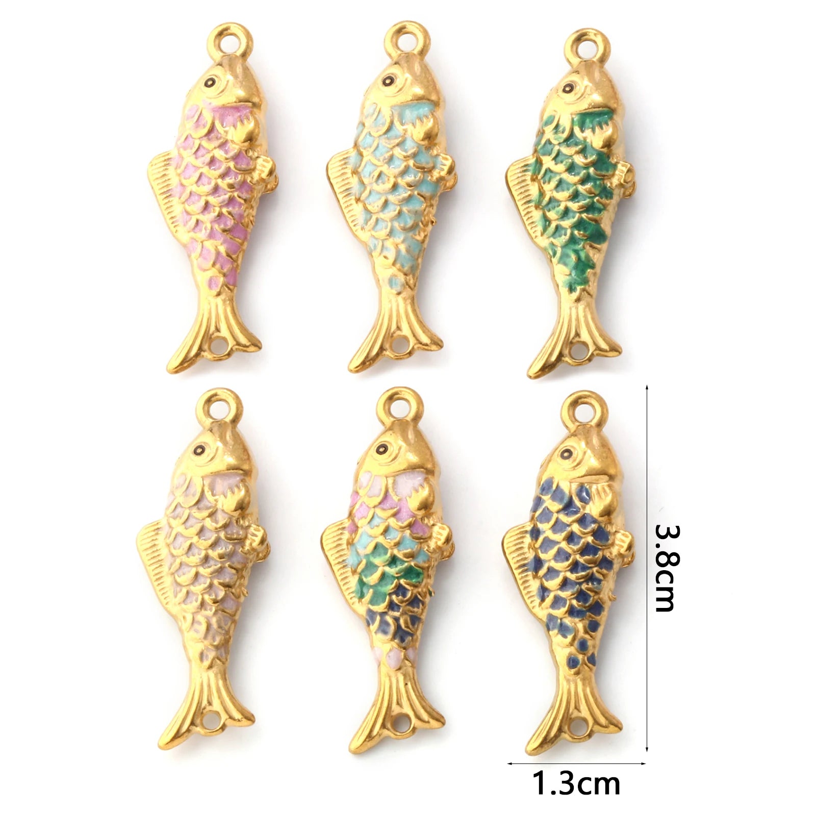 1pc Stainless Steel Connectors Ocean Fish Animal Pearlized Multicolor Enamel Pendant For Women DIY Necklace Jewelry Findings