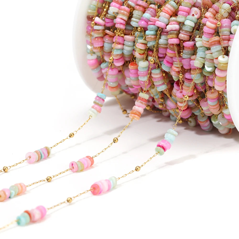 1 Meter Stainless Steel Enamel Twisted Beads Chains for DIY Delicate Jewelry Supplies Women Necklace Earrings Material Wholesale
