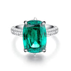 ABLES CHIC Emerald High Carbon  Luxury Wedding Ring Solid 925 Silver Green Gemstone Cocktail Rings CZ Jewelry R0003