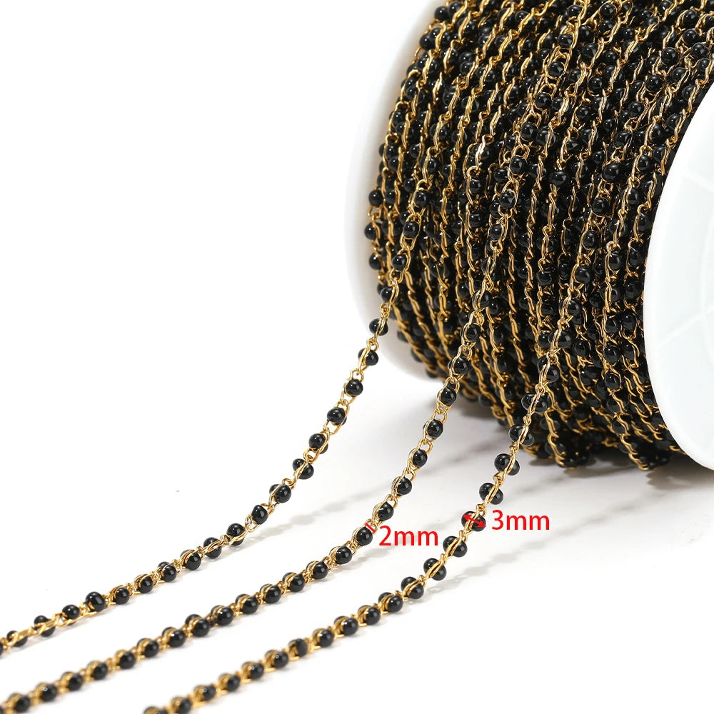 1 Meter Stainless Steel Enamel Twisted Beads Chains for DIY Delicate Jewelry Supplies Women Necklace Earrings Material Wholesale