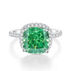 ABLES CHIC Emerald High Carbon  Luxury Wedding Ring Solid 925 Silver Green Gemstone Cocktail Rings CZ Jewelry R0003