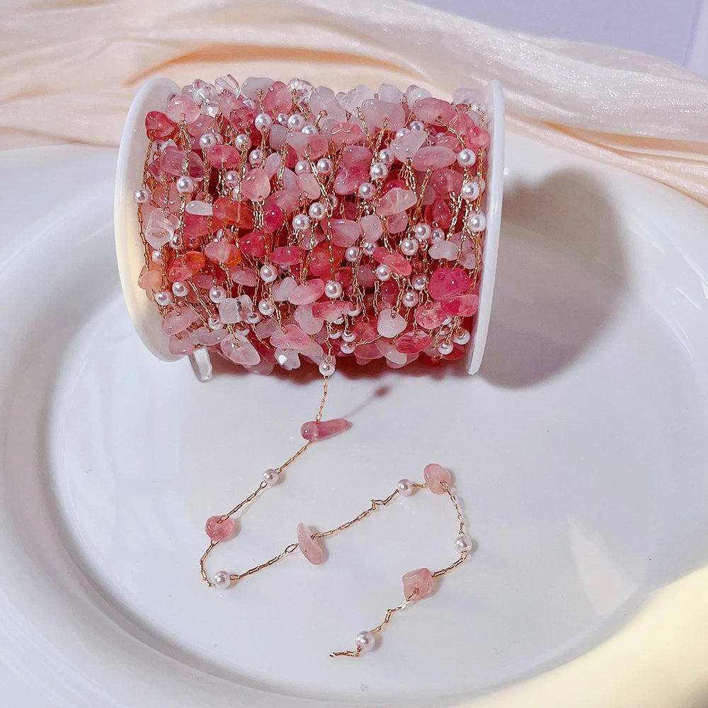 0.5/1meter Crystal Gravel Synthetic Pearl Chain  Stainless Steel Chain for jewelry Making DIY Women Fashion Necklace Bracelets