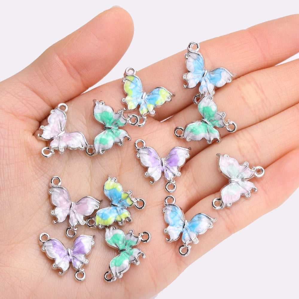 10Pcs Crystal Glass Butterfly Connectors Pendant For Women Bracelet Necklace Making DIY Luxury Jewelry Accessories Charms Materi