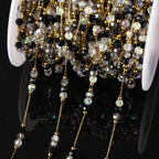1Meter Stainless Steel Crystal Beaded Chain For DIY Women Necklace Bracelet Jewelry Making Supplies Accessories Wholesale Craft