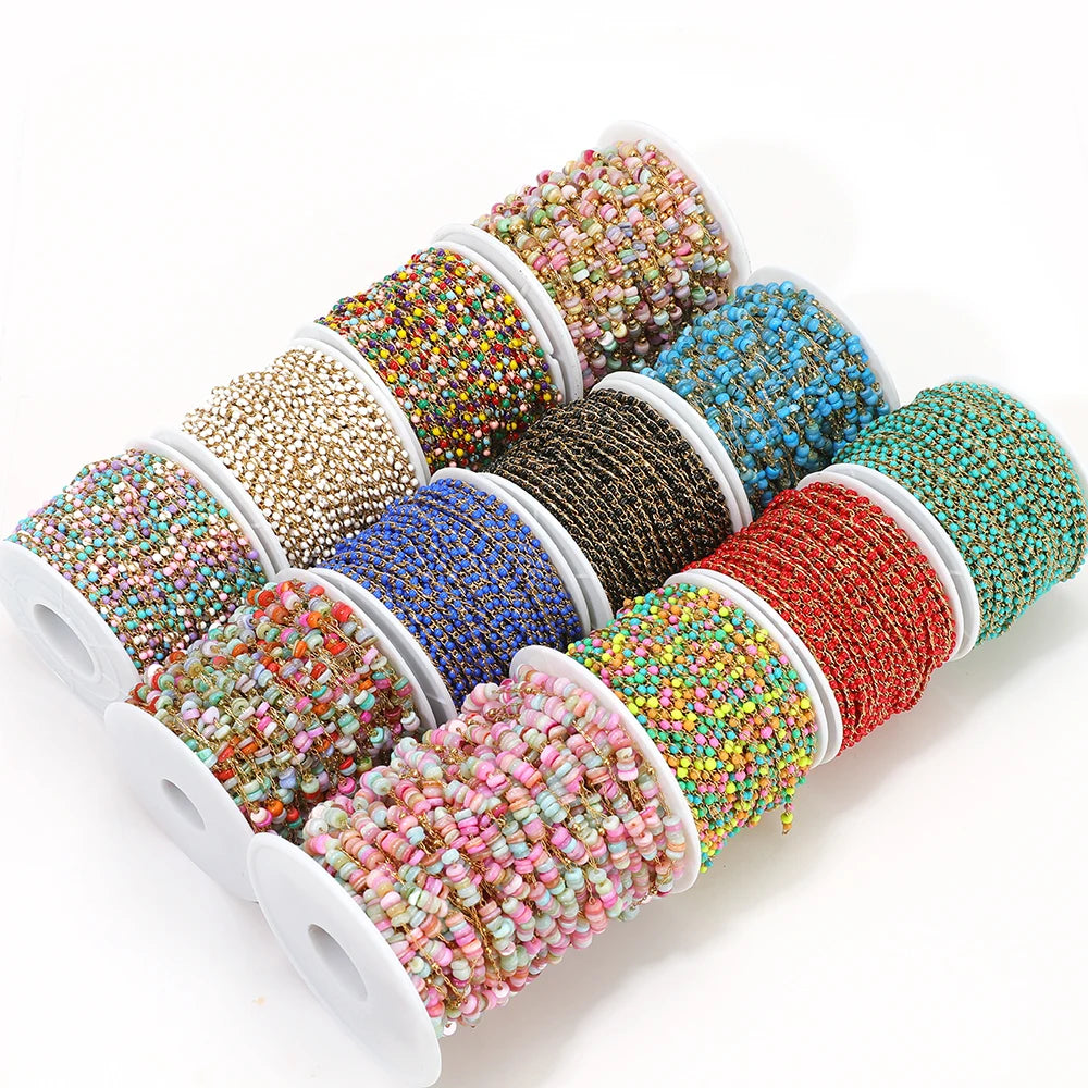 1 Meter Stainless Steel Enamel Twisted Beads Chains for DIY Delicate Jewelry Supplies Women Necklace Earrings Material Wholesale