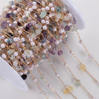 0.5/1meter Crystal Gravel Synthetic Pearl Chain  Stainless Steel Chain for jewelry Making DIY Women Fashion Necklace Bracelets