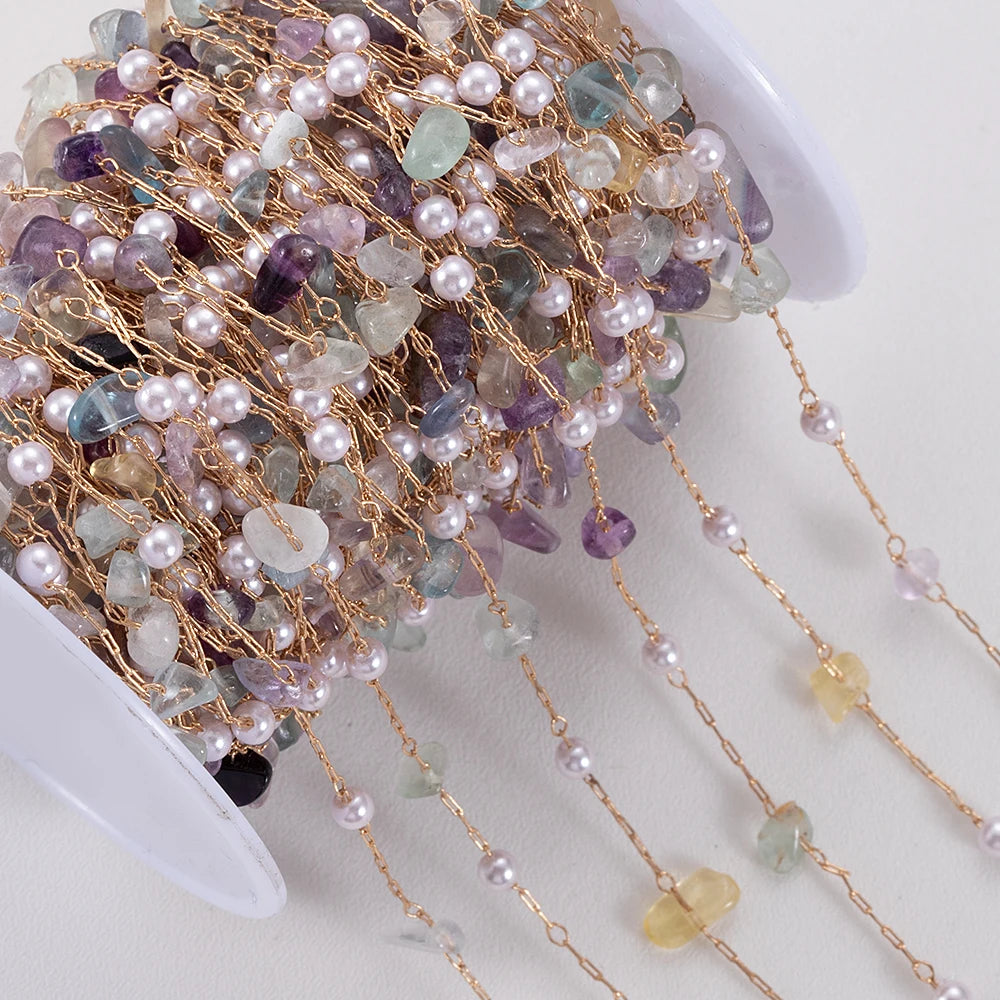 0.5/1meter Crystal Gravel Synthetic Pearl Chain  Stainless Steel Chain for jewelry Making DIY Women Fashion Necklace Bracelets