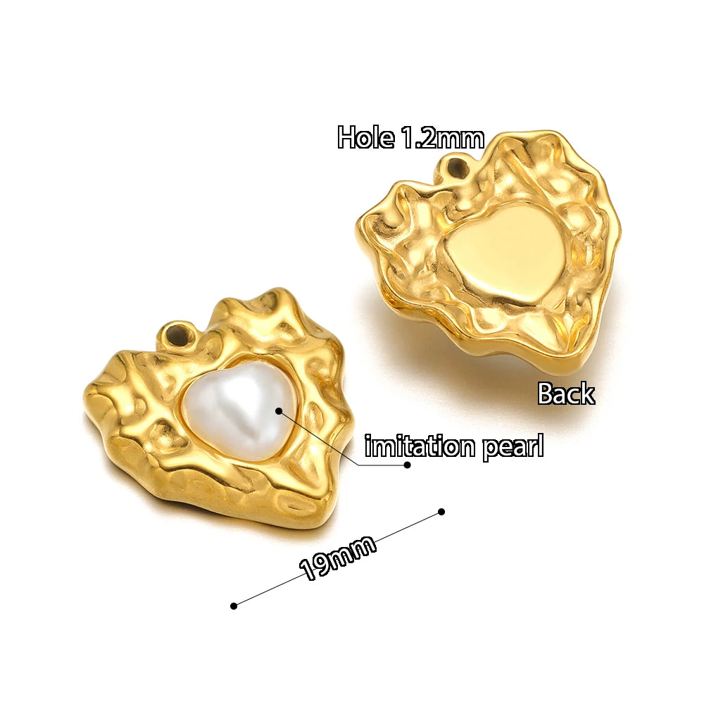 5pcs Stainless Steel Imitation Pearl Lock Heart Sun Necklace Charms Earring DIY Women Bracelet Jewelry Making Supplies Wholesale