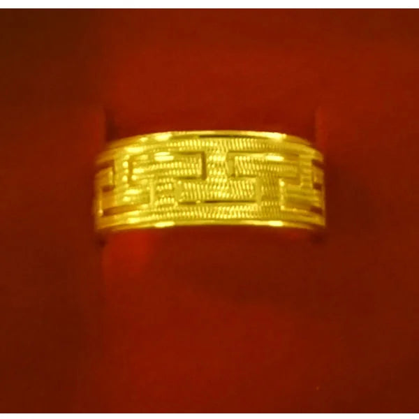 High Quality Korean Version Simple Pure Plated Real 18k Yellow Gold 999 24k Frosted Car Flower Art Ring for Men and Women Never