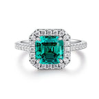 ABLES CHIC Emerald High Carbon  Luxury Wedding Ring Solid 925 Silver Green Gemstone Cocktail Rings CZ Jewelry R0003