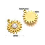 5pcs Stainless Steel Imitation Pearl Lock Heart Sun Necklace Charms Earring DIY Women Bracelet Jewelry Making Supplies Wholesale