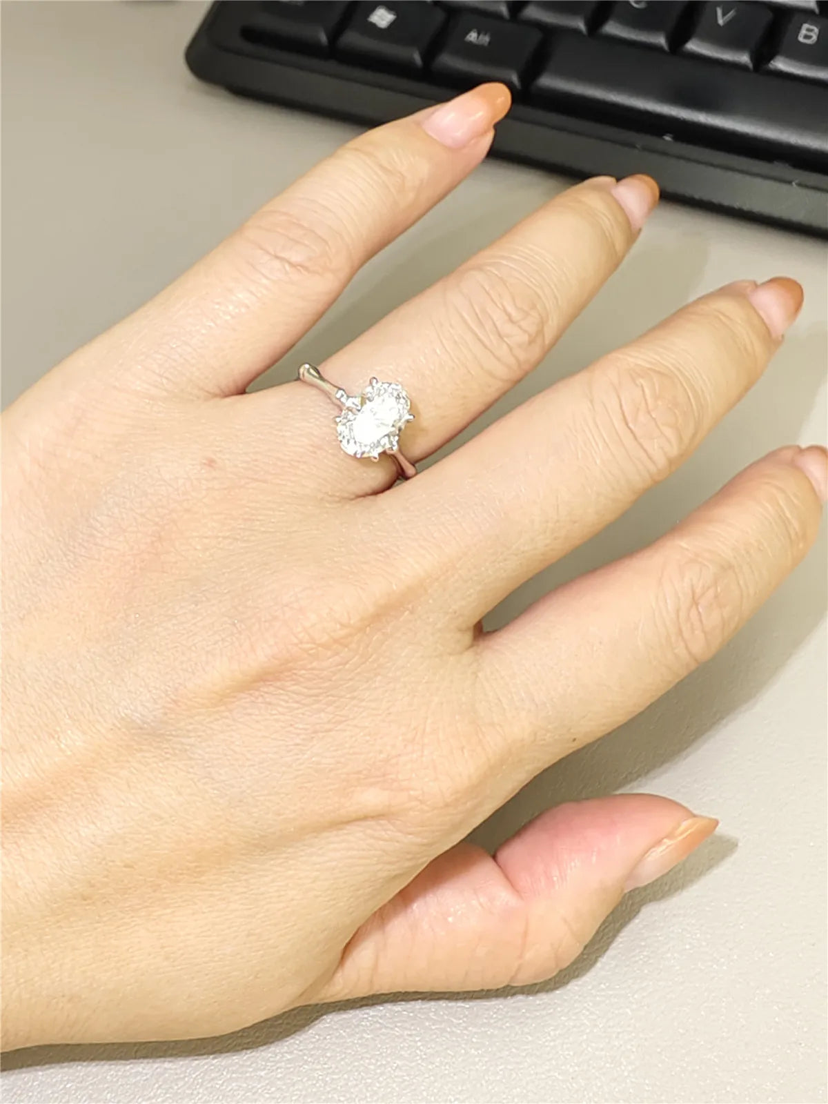 10K Solid Gold Lab-grown diamond ring IGI Oval 1.5CT Bamboo Ring Fine Jewelry Wedding ring 18K gold custom engagement ring PT950