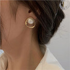Korean Shiny Crystal Rhinestone Pearl Earrings for Women Girl Geometry Handcrafted Micro Paved Flower Heart Stud Earring Jewelry