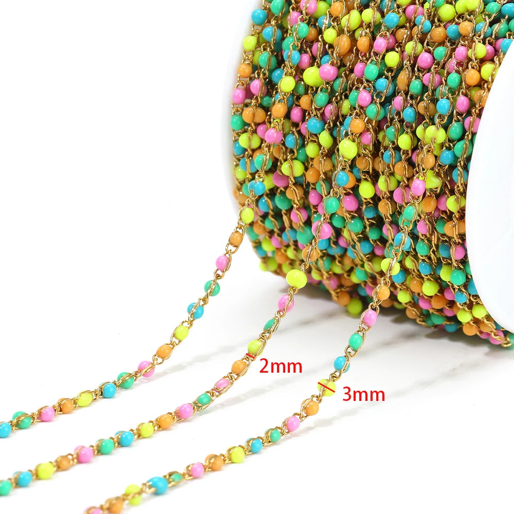 1 Meter Stainless Steel Enamel Twisted Beads Chains for DIY Delicate Jewelry Supplies Women Necklace Earrings Material Wholesale