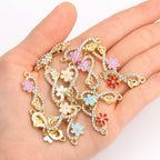 10Pcs Crystal Glass Butterfly Connectors Pendant For Women Bracelet Necklace Making DIY Luxury Jewelry Accessories Charms Materi