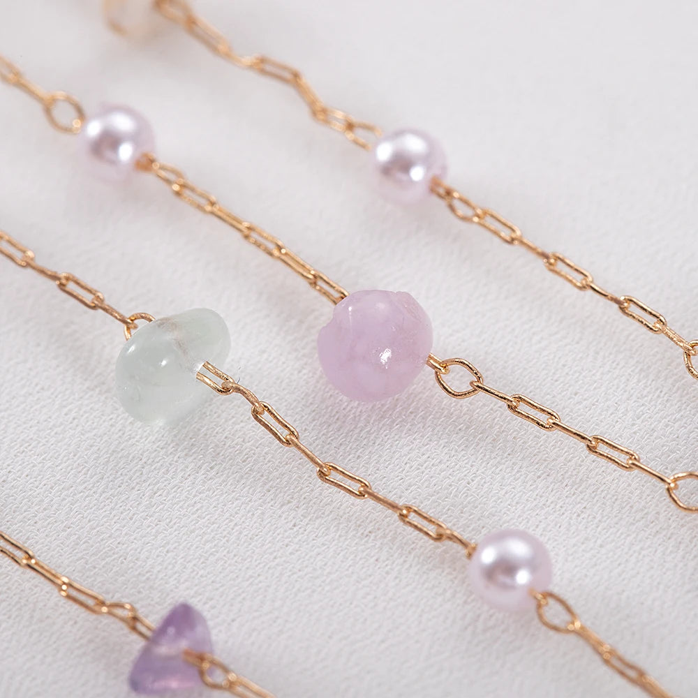 0.5/1meter Crystal Gravel Synthetic Pearl Chain  Stainless Steel Chain for jewelry Making DIY Women Fashion Necklace Bracelets