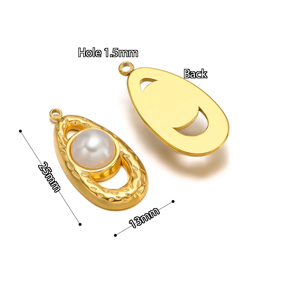 5pcs Stainless Steel Imitation Pearl Lock Heart Sun Necklace Charms Earring DIY Women Bracelet Jewelry Making Supplies Wholesale